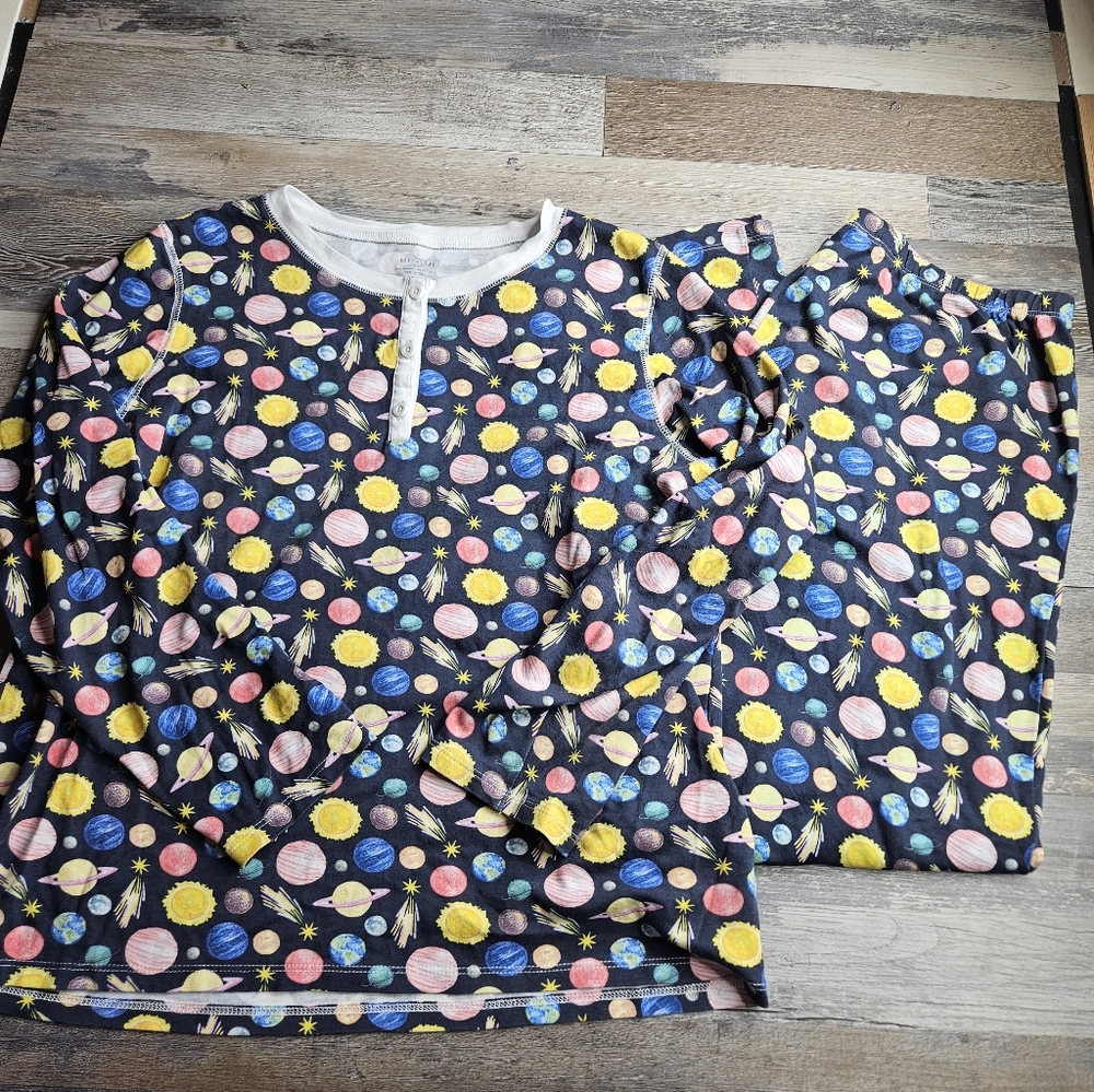 Hart + Land Pajamas XL Colorful Space Planets Pima Cotton Set
